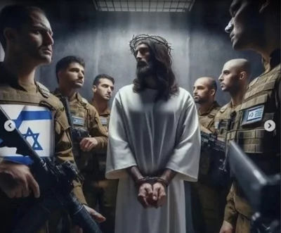 Christ surrounded by Antichrist Jews (Khazars)