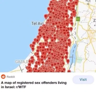 A map of registered sex offenders living in Israel