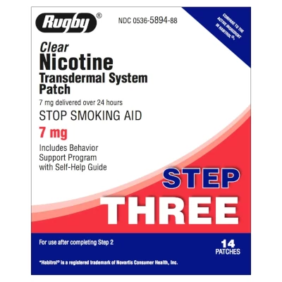 Rugby Step 3 Clear Nicotine Transdermal System, 7 mg, 14 Count