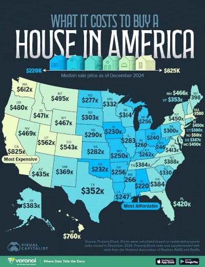 Mapped: Average House Prices by U.S. State Published 1 day ago on July 24, 2025