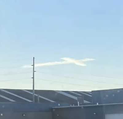 Cross in sky over Pittsburgh, Pennsylvania, USA, April 27th, 2025