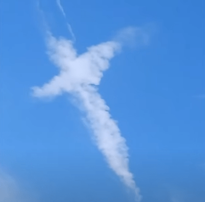 Cross in the sky over Staffordshire, England
