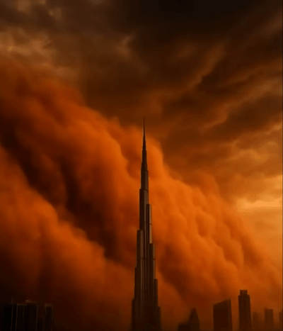 Red sky in Dubai / United Arab Emirates, 17th August 2025