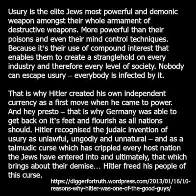 Hitler was against usury