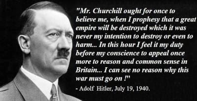 Hitler's plea for peace.