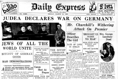 Judea declares war on Germany on March 24, 1933.
