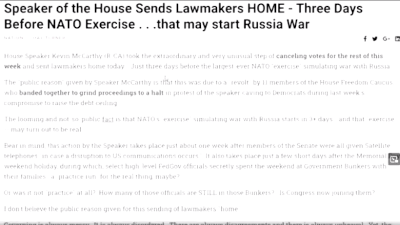 Speaker of the House Sends Lawmakers HOME - Three Days Before NATO Exercise...that may start Russia War