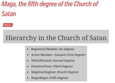 MAGA is the highest title given in the Satanic church