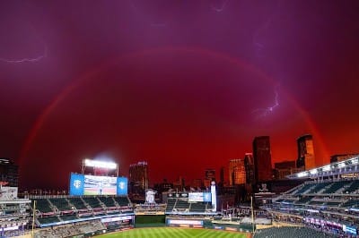 Twins Post Incredible Photo of Sky Above Target Field amid Weather Delay vs. Braves