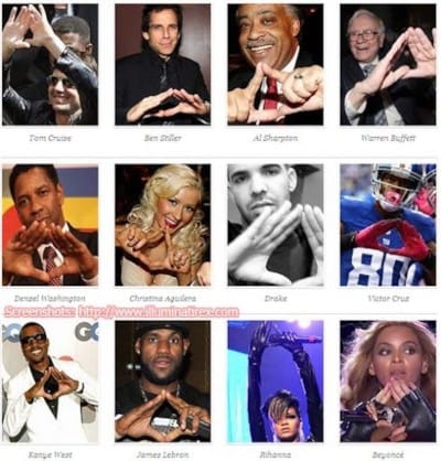 Celebrities with rhombus hand gesture