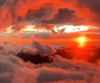 Red sky in the Rocky Mountains, North America, May 27th 2025