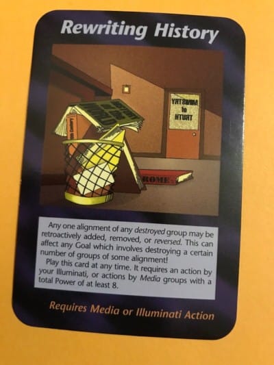 Rewriting History Card from the Illuminati Card Game (1995)
