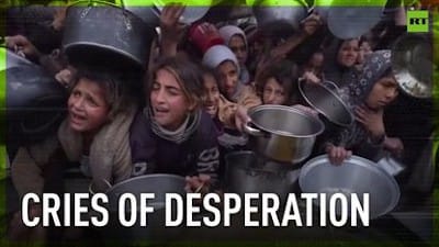 Desperate Palestinians scramble for food in Khan Younis - Watch