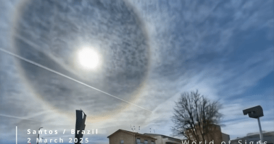 Sun simulator in the sky over Santos, Brazil, March 2nd, 2025