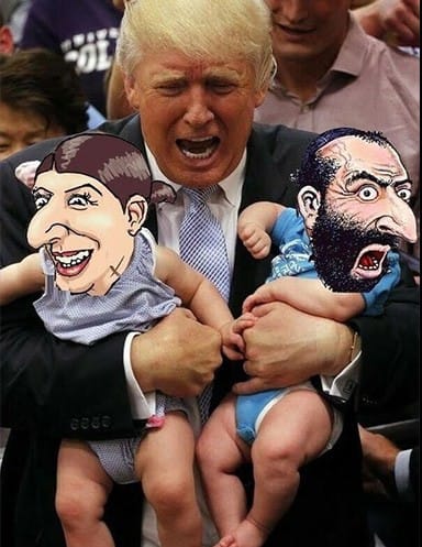 Trump holding Jew babies