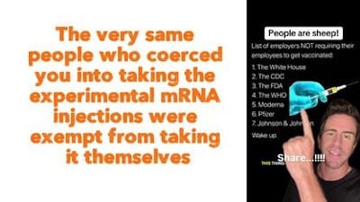 The very same people who coerced you into taking the experimental mRNA injections were exempt from taking it themselves. 🤡 - Watch