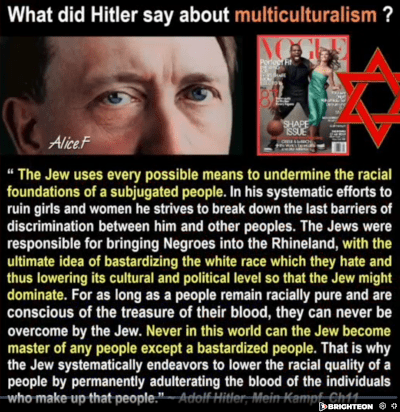 What did Hitler say about multiculturalism?